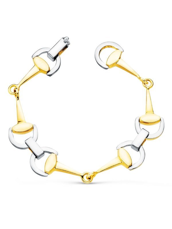 18K PULSERA ORO BICOLOR ESTRIBOS....