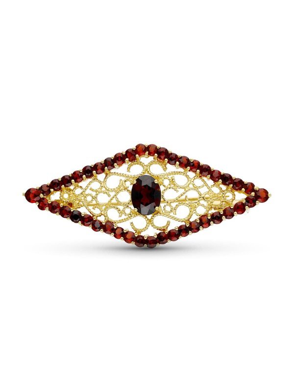 18K BROCHE ORO AMARILLO ROMBO GRANATE...