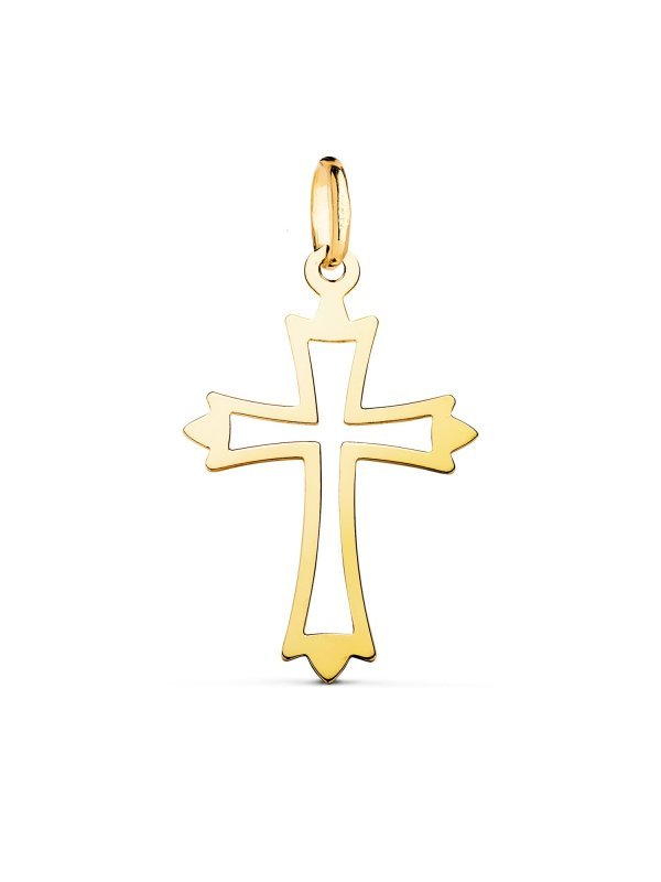 18K CRUZ ORO AMARILLO CALADA LISA...