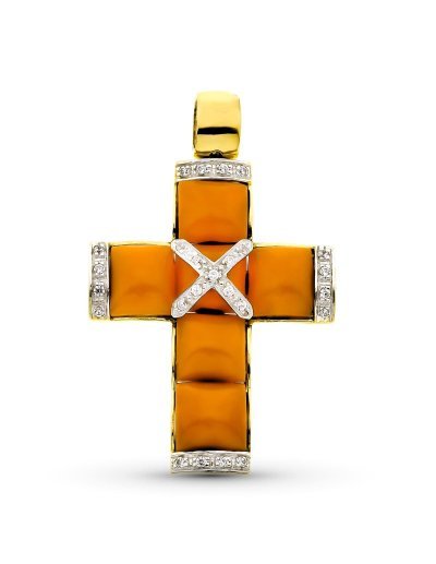 18K CRUZ ORO AMARILLO CORAL...