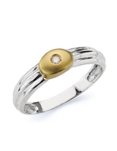 18K SORTIJA DIAMANTE BICOLOR 0.020 QTS.