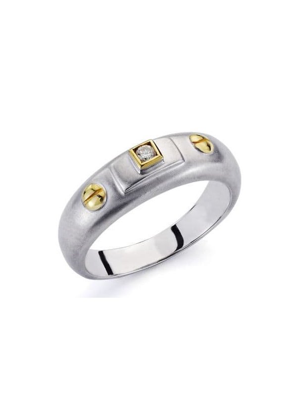 18K SORTIJA BICOLOR DIAMANTE 0.030 QTS.