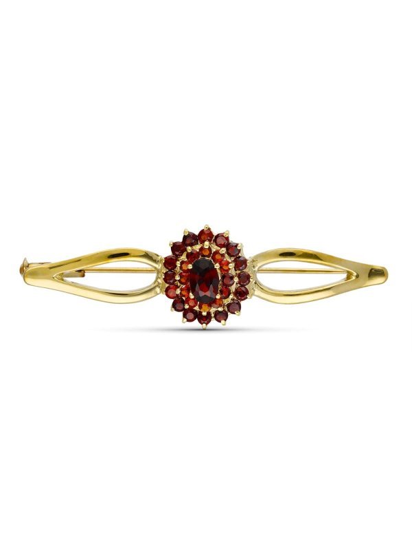 18K BROCHE ORO AMARILLO CUAJO GRANATE...