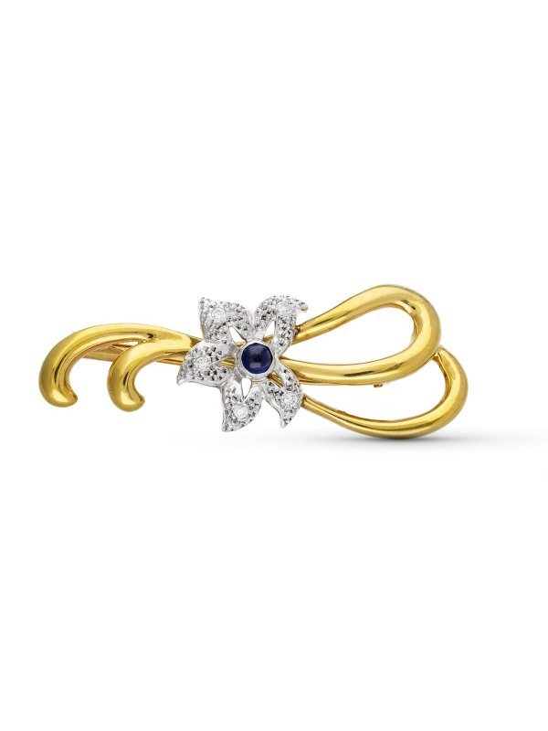 18K BROCHE ORO BICOLOR 2 RAMAS. 48X18 MM