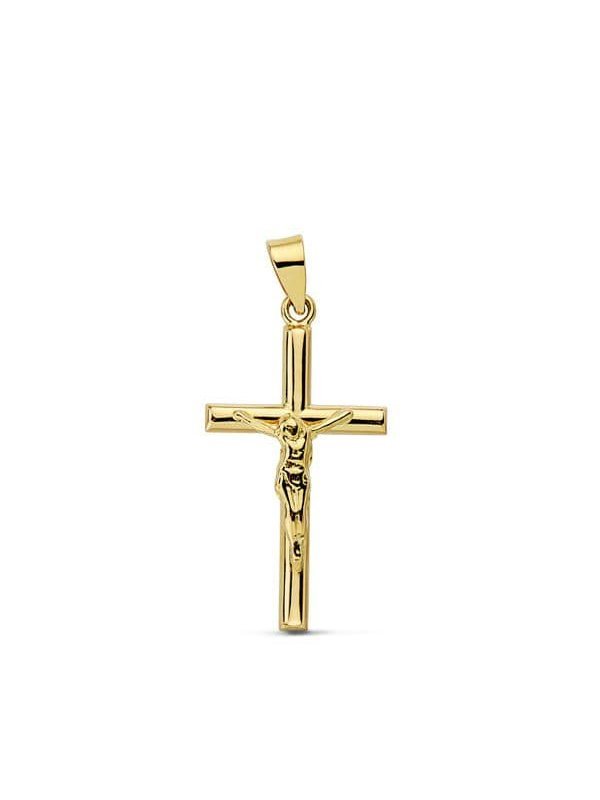18K CRUZ CON CRISTO REDONDA 21X13 MM