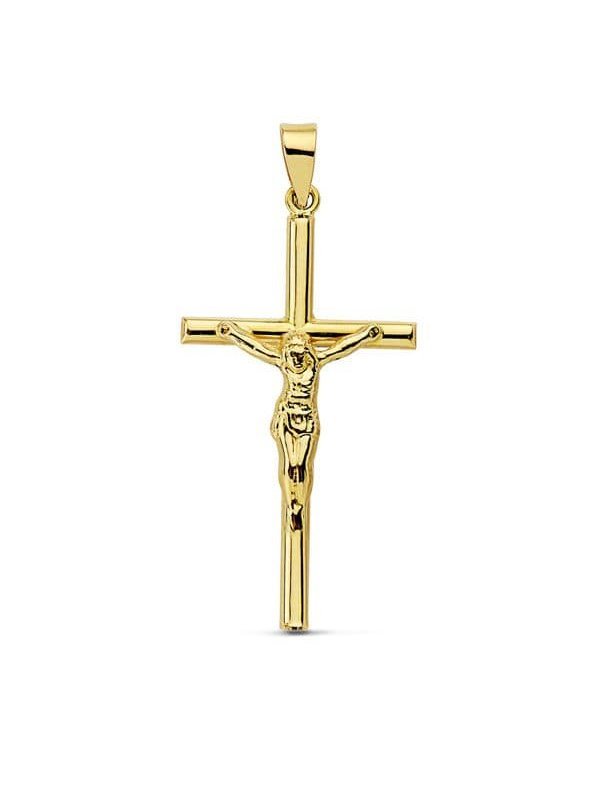 18K CRUZ CON CRISTO HUECA 32X16 MM