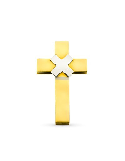 18K CRUZ ORO BICOLOR HUECA...