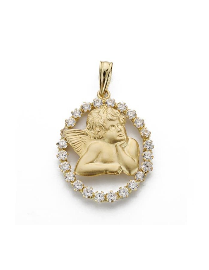18K SILUETA ANGEL OVAL. 24X18 MM