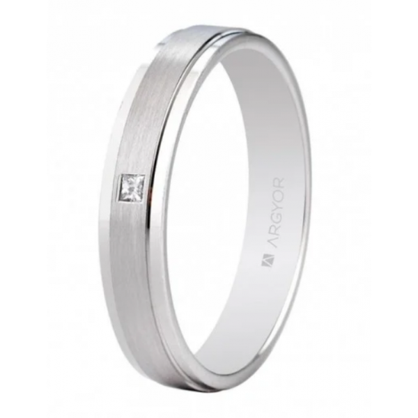 Alianza oro blanco con diamante 4mm...