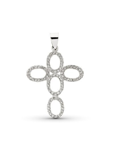 18K CRUZ ORO BLANCO CON...