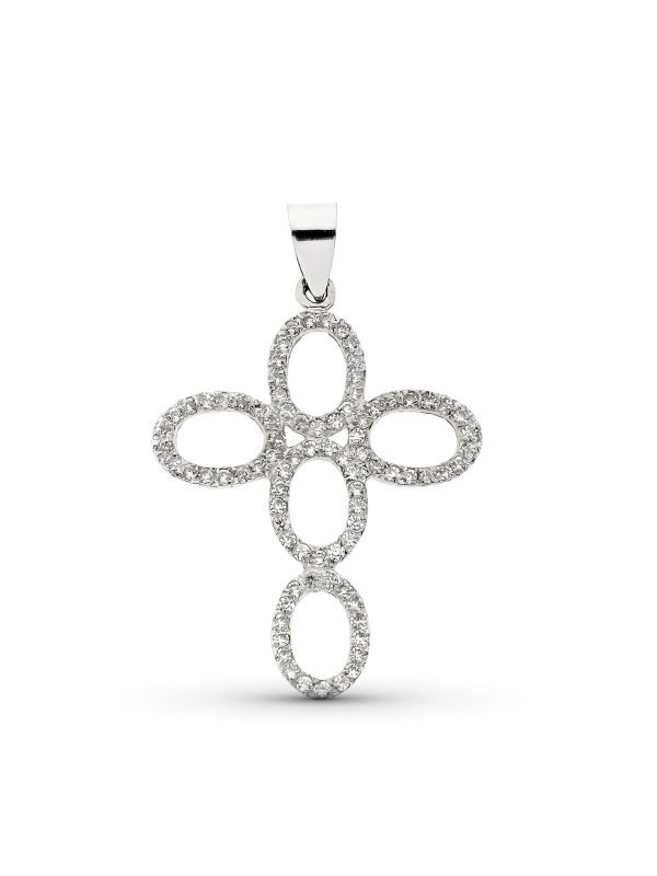 18K CRUZ ORO BLANCO CON CIRCONITAS...