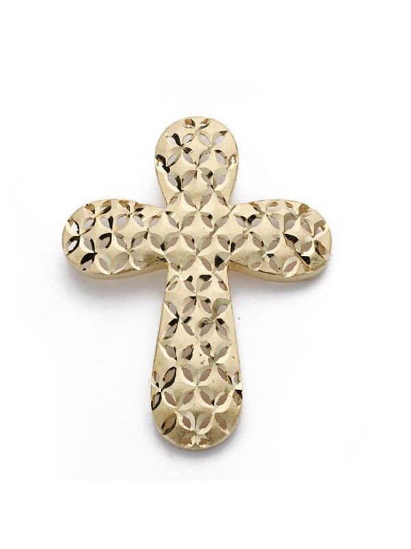 18K CRUZ TALLADA GRANDE 39X30 MM
