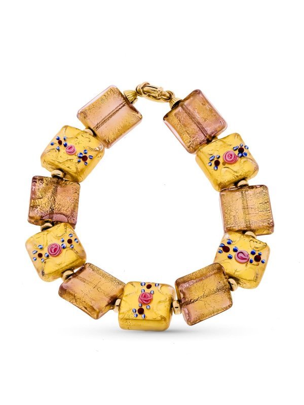 18K PULSERA ORO AMARILLO Y MURANO...