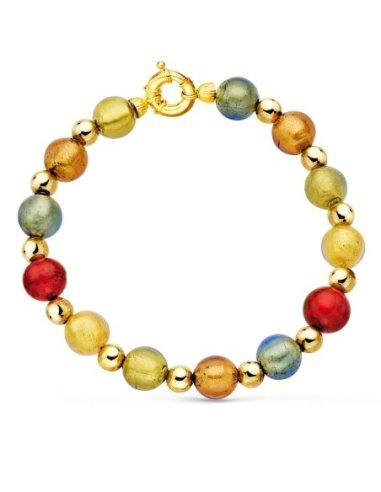 18K PULSERA ORO AMARILLO BOLAS...