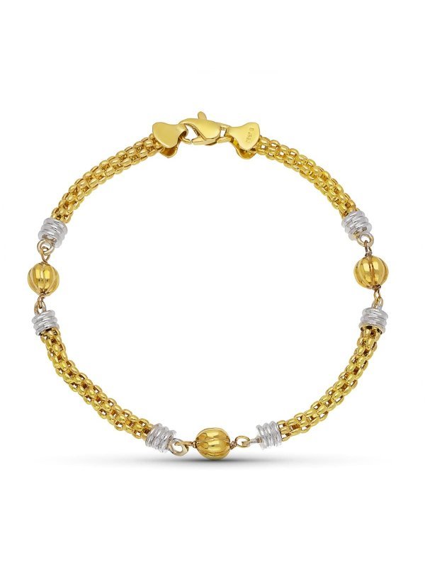 18K PULSERA ORO BICOLOR BOLA GALLON...
