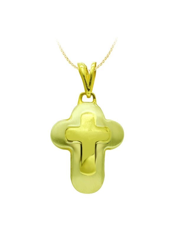 18K CRUZ ORO BICOLOR HUECA 25X18 MM