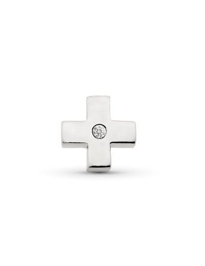 18K CRUZ ORO BLANCO HUECA...