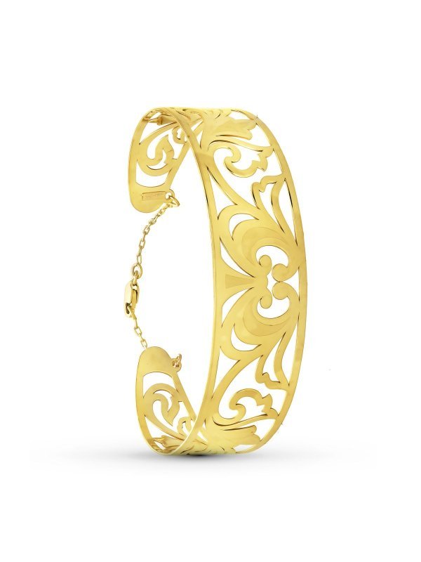 18K PULSERA RIGIDA ORO AMARILO CALADA...