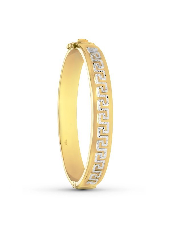 18K PULSERA RIGIDA ORO BICOLOR GRECA...