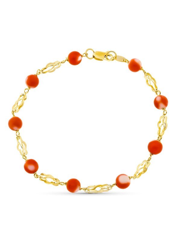 18K PULSERA ORO AMARILLO JAULA CORAL...