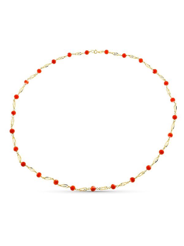 18K COLLAR ORO AMARILLO JAULA CORAL...