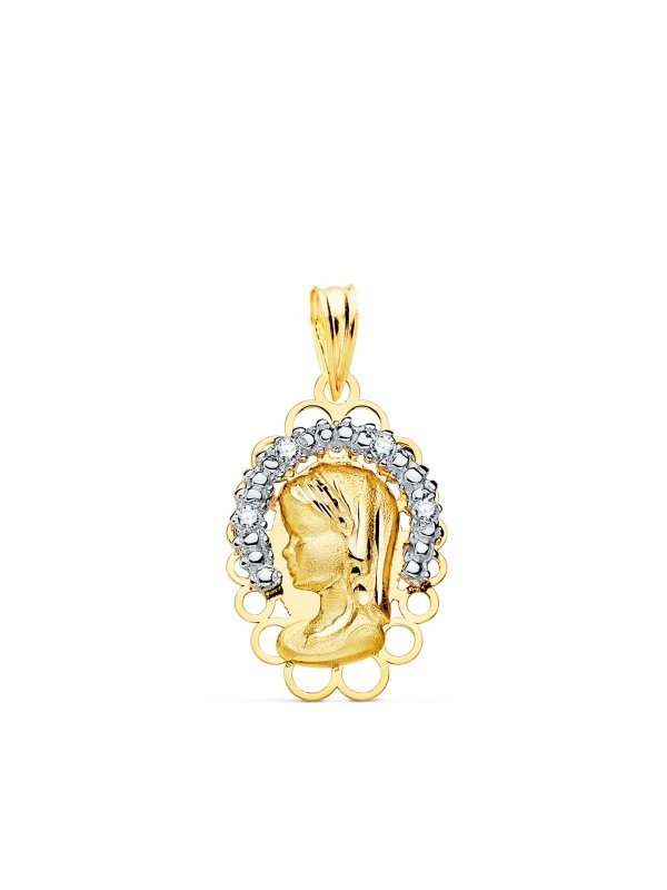 18K MEDALLA ORO BICOLOR VIRGEN NIÃ‘A...