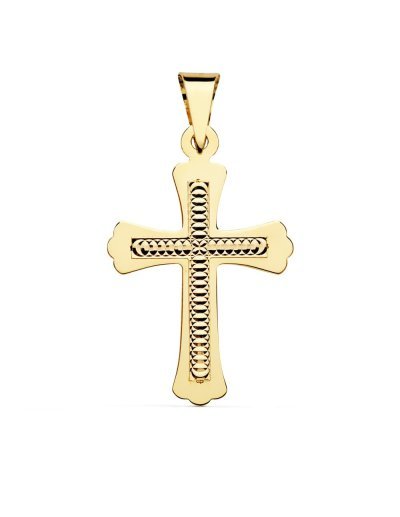 18K CRUZ TALLADA 34X22 MM
