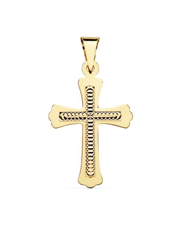 18K CRUZ TALLADA 34X22 MM