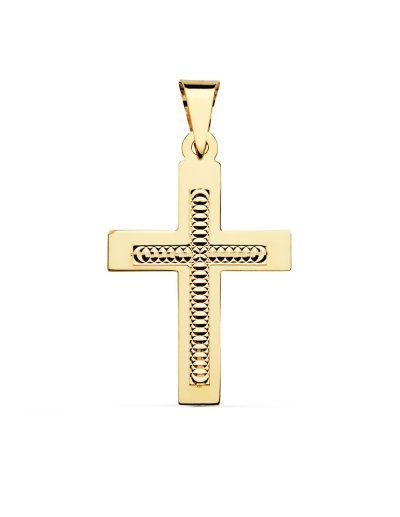 18K CRUZ TALLADA 34X22 MM