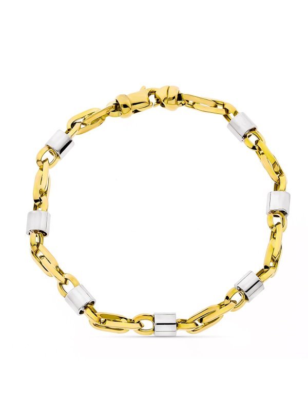 18K PULSERA ORO BICOLORO ESLABONES...