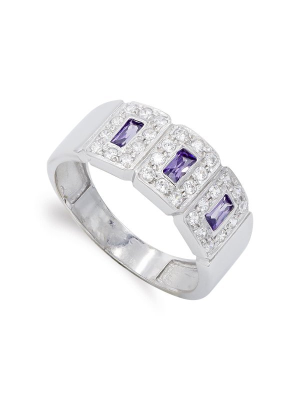 18K SORTIJA ORO BLANCO Y CIRCONITAS