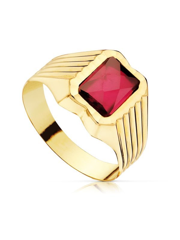 18K SELLO CADETE PIEDRA RUBI SPINEL...