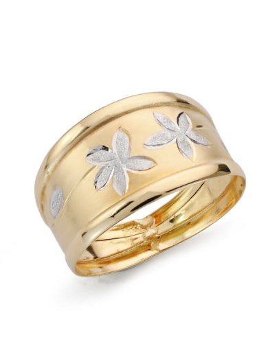 18K SORTIJA ORO BICOLOR FLORES