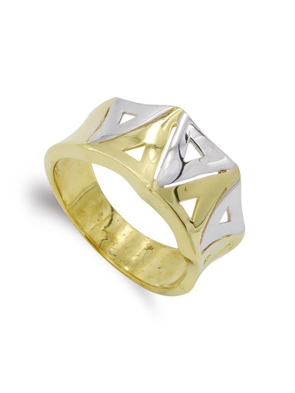 18K SORTIJA ORO BICOLOR TRIANGULOS
