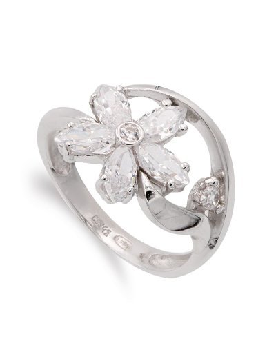 18K SORTIJA ORO BLANCO FLOR...