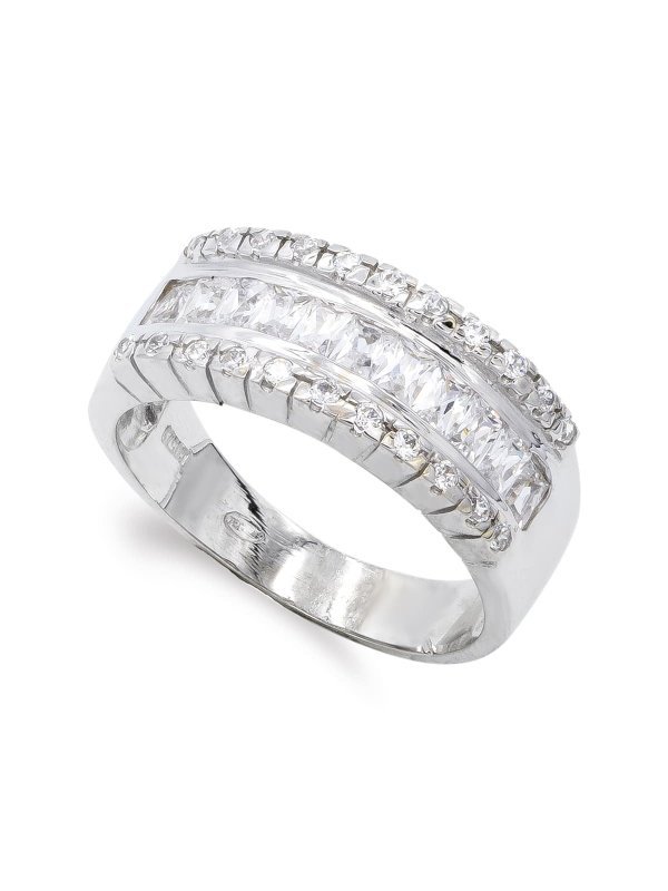 18K SORTIJA ORO BLANCO PIEDRAS Y...