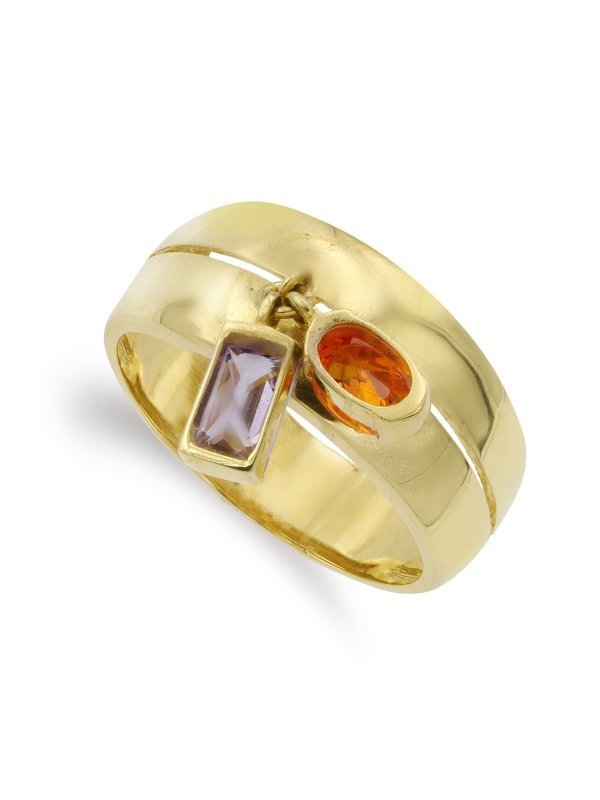 18K SORTIJA ORO AMARILLO DOS PIEDRAS...