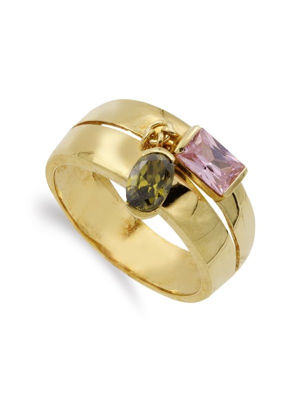 18K SORTIJA ORO AMARILLO DOS PIEDRAS...