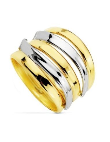 18K SORTIJA BANDAS ORO BICOLOR ANCHO...