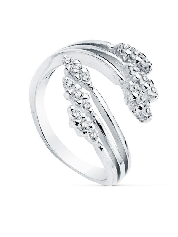18K SORTIJA ORO BLANCO RAMAS CIRCONITAS