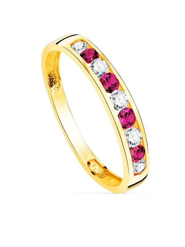 18K SORTIJA ORO AMARILLO 9 CIRCONITAS...