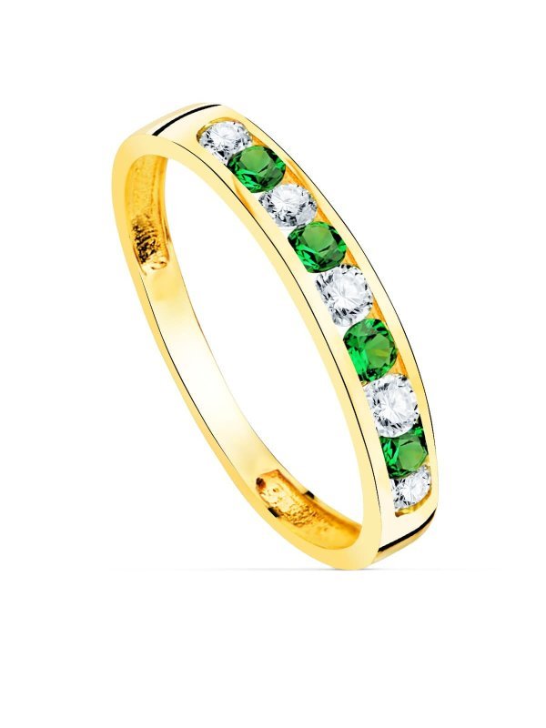 18K SORTIJA ORO AMARILLO 9 CIRCONITAS...