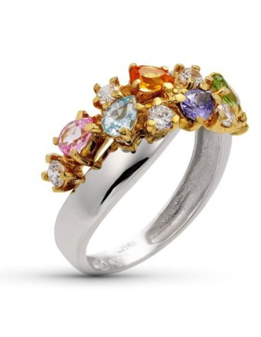 18K SORTIJA ORO BICOLOR PIEDRAS Y...