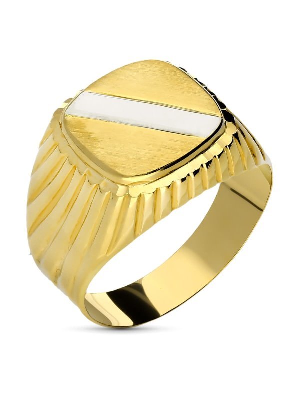 18K SELLO CABALLERO ORO BICOLOR BANDA...