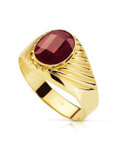 18K SELLO PIEDRA OVAL RUBI...