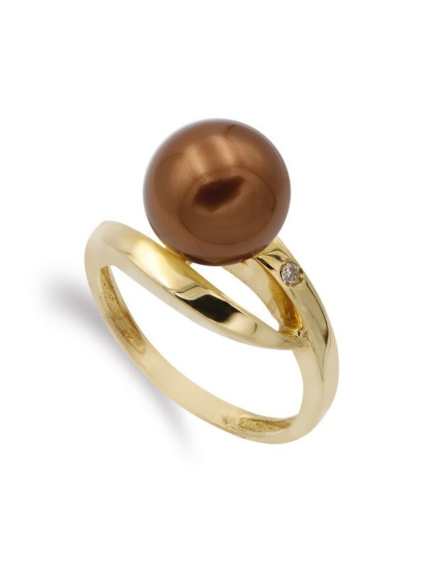 18K SORTIJA ORO AMARILLO PERLA MARRON...