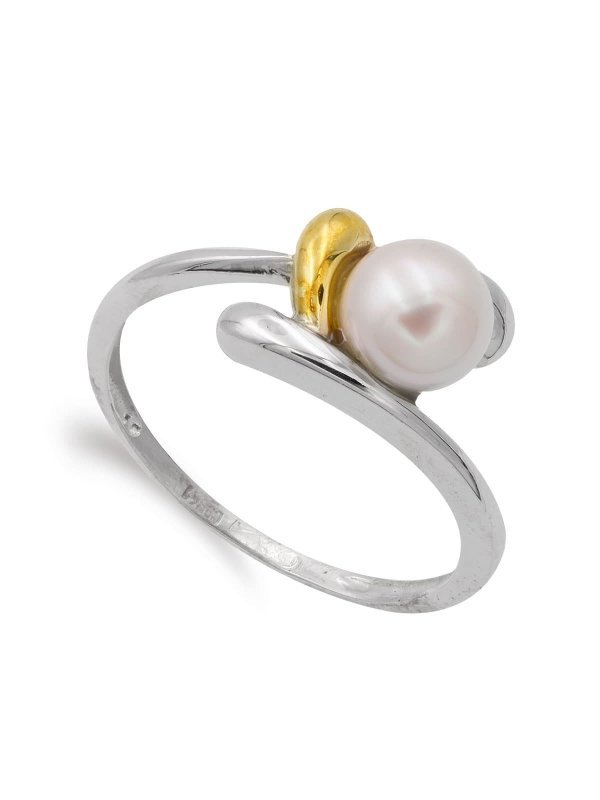 18K SORTIJA ORO BICOLOR PERLA 6.5 MM...