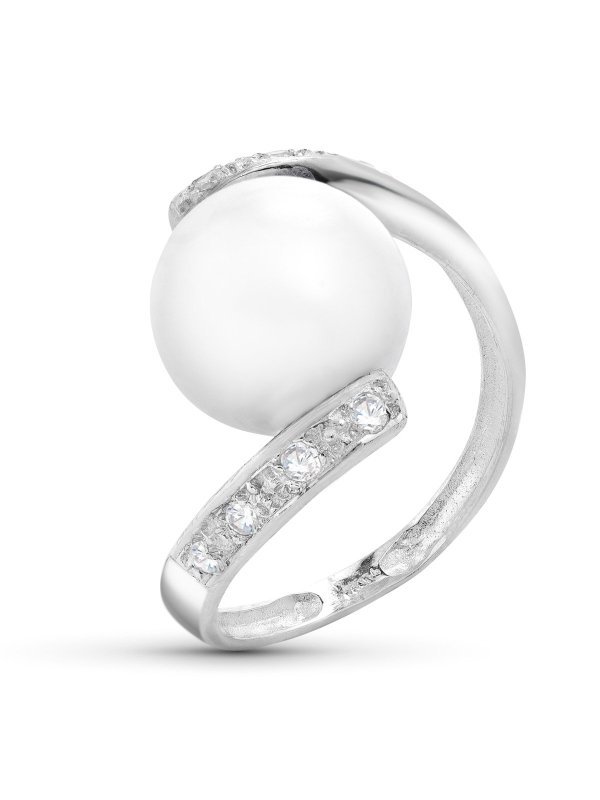 18K SORTIJA ORO BLANCO PERLA 10 MM