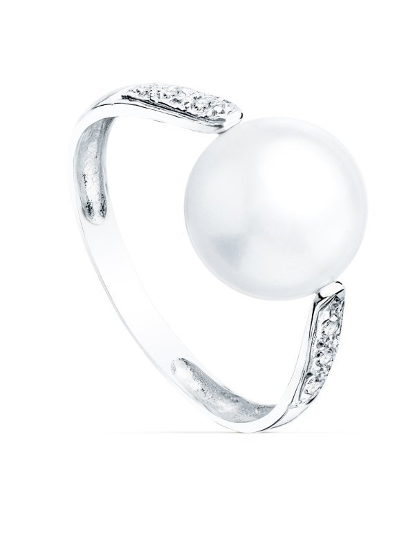 18K SORTIJA ORO BLANCO PERLA 10 MM...