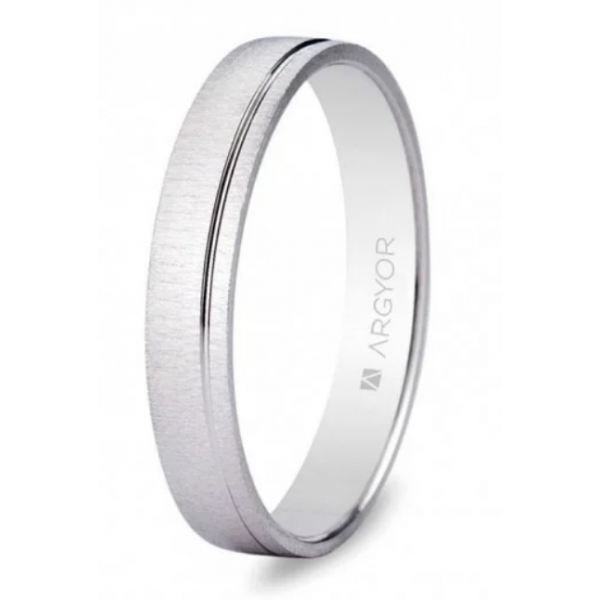 Alianza de oro blanco texturizada